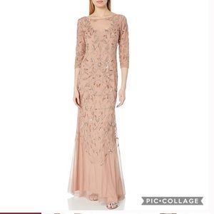 NWT Adrianna Papell Beaded Quarter Sleeve Gown